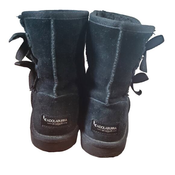 Koolaburra UGG K Victoria Bow Short Girls Boots Black Suede 1019372 Girls Size 4 - Picture 10 of 14